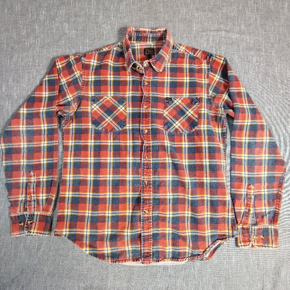 Obey Shirt Size Large Plaid Flannel Button Down‎ Long Sleeve Andre Eyes